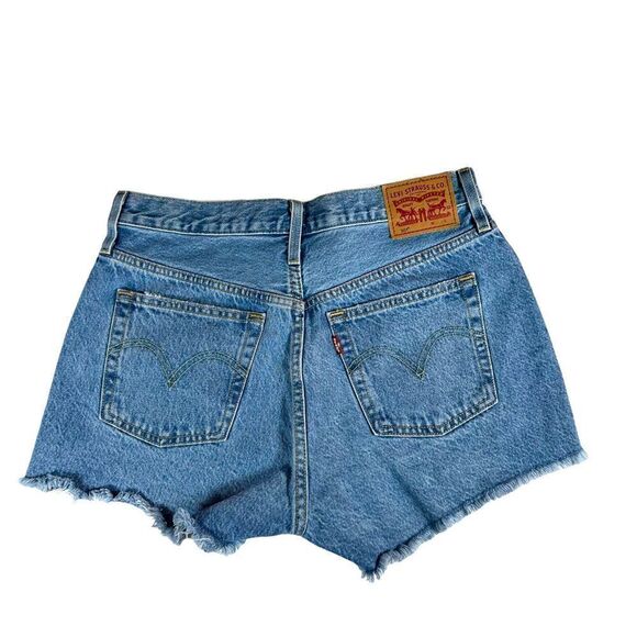 Levi’s 501 Cut Off Distressed Frayed Hem Denim Shorts Size 29 - Picture 2 of 6